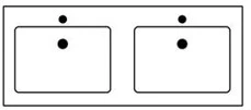 Sleurs Flex wastafelblad met 2 waskommen 1800 x 500 x 15 mm - met kraangat - zonder overloop - wit glanzend 32TAFL180GL50LR