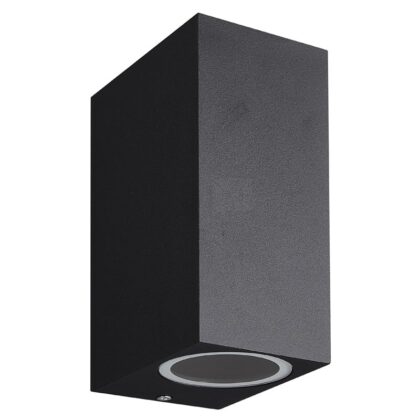 FANTASIA FLUX wand vierk - 2x GU10 - alu - max 35W - 70mm x 95mm x 150mm- IP54- mat zwart 3434035