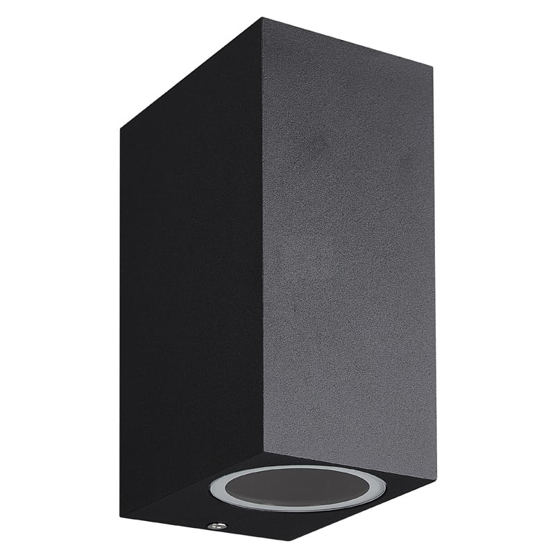 FANTASIA FLUX wand vierk - 2x GU10 - alu - max 35W - 70mm x 95mm x 150mm- IP54- mat zwart 3434035