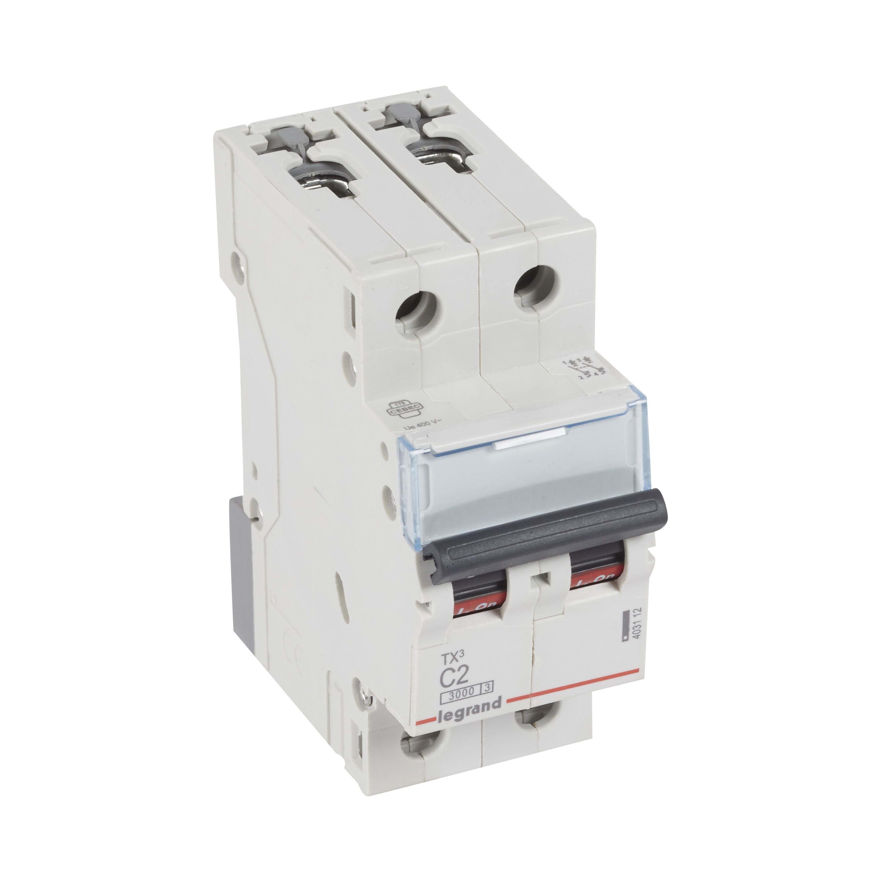 LEGRAND Automaat TX³ 3kA 2P C02 230/400V - 2 modules 403112