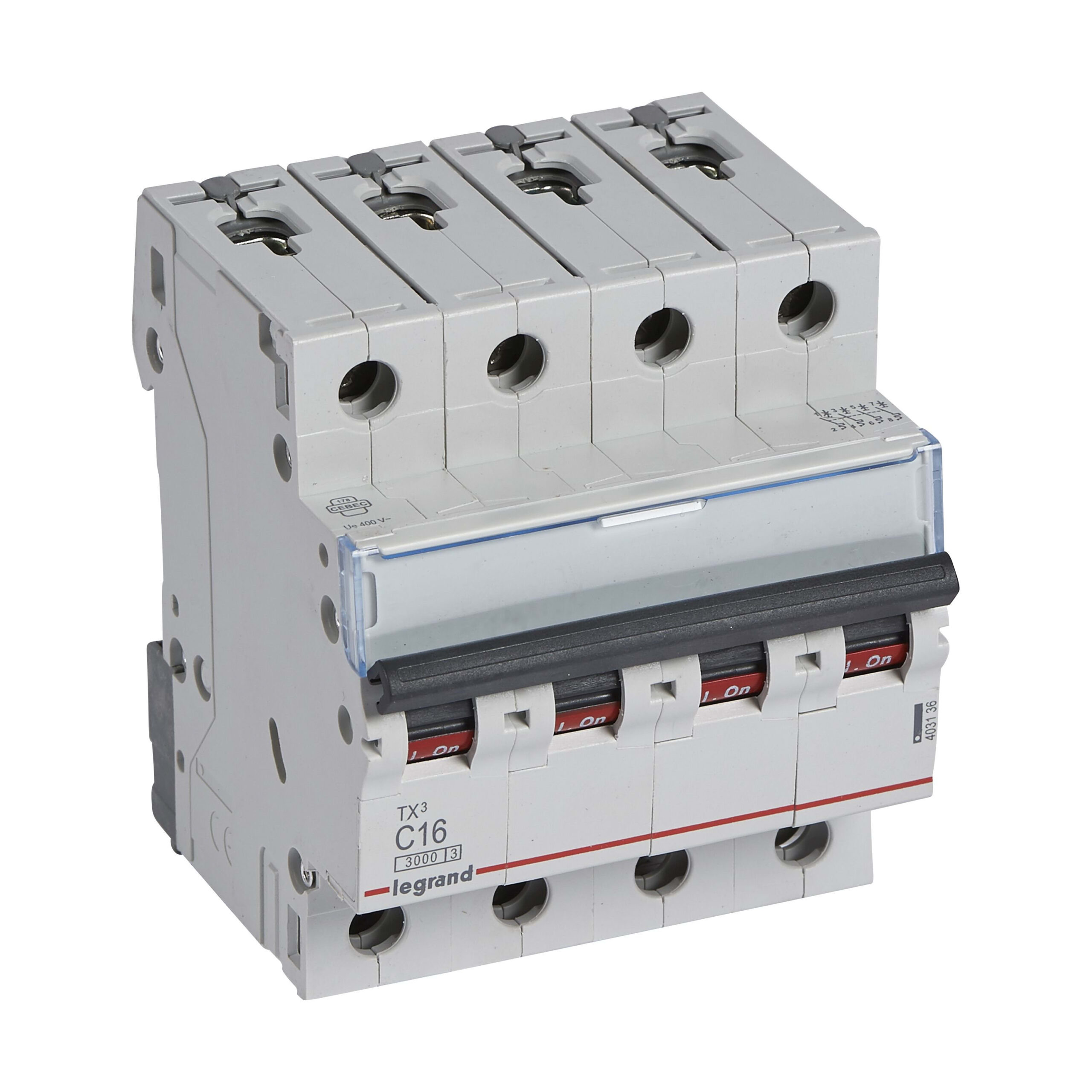 LEGRAND Automaat TX³ 3kA 4P C16 400V - 4 modules 403136