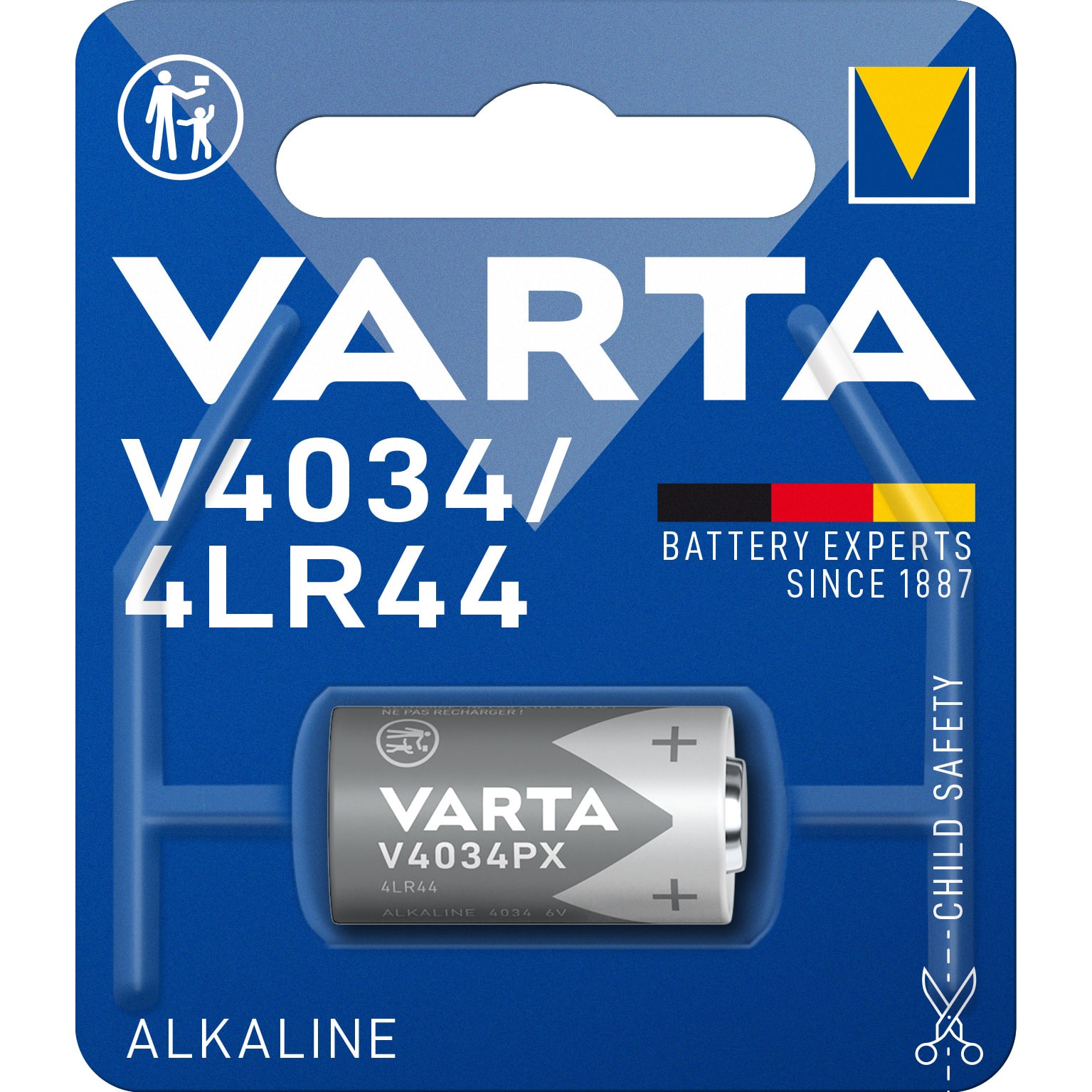 VARTA Knoopcelbatterij LITHIUM - 4LR44 V4034 - 6V 100mAh - blister 1 stuk 4034.101.401