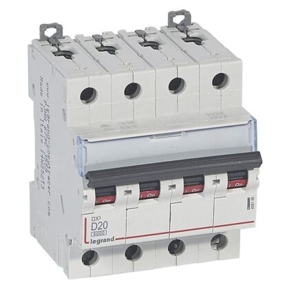 LEGRAND Automaat DX³ 6000A/10kA 4P D20 400V 4 modules 408148