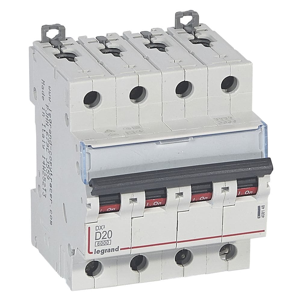 LEGRAND Automaat DX³ 6000A/10kA 4P D20 400V 4 modules 408148
