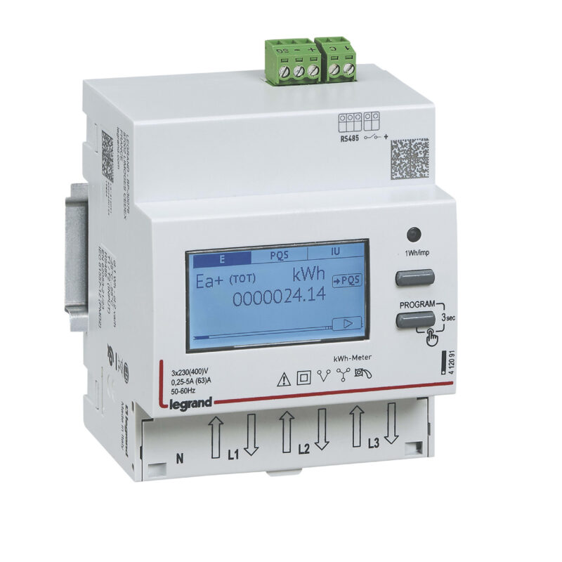 LEGRAND Teller driefasig modulair EMDX³ MID direct aansluiting 63A - 4 modules - met RS 412093