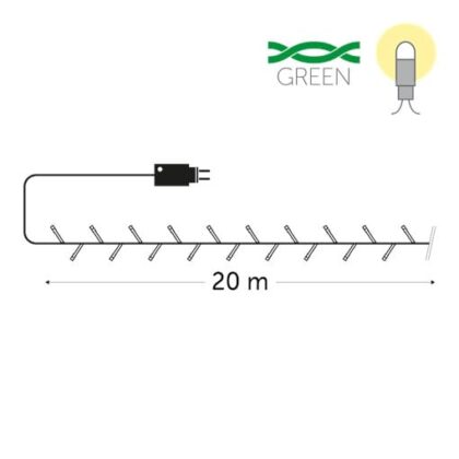 KERSTVERLICHTING 4U Exclusive light 20m 1700 warm witte LEDs 12W groene draad modulator 24V IP44 4U-EXC-20-24V-UW