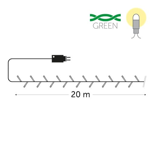 KERSTVERLICHTING 4U Exclusive light 20m 1700 warm witte LEDs 12W groene draad modulator 24V IP44 4U-EXC-20-24V-UW