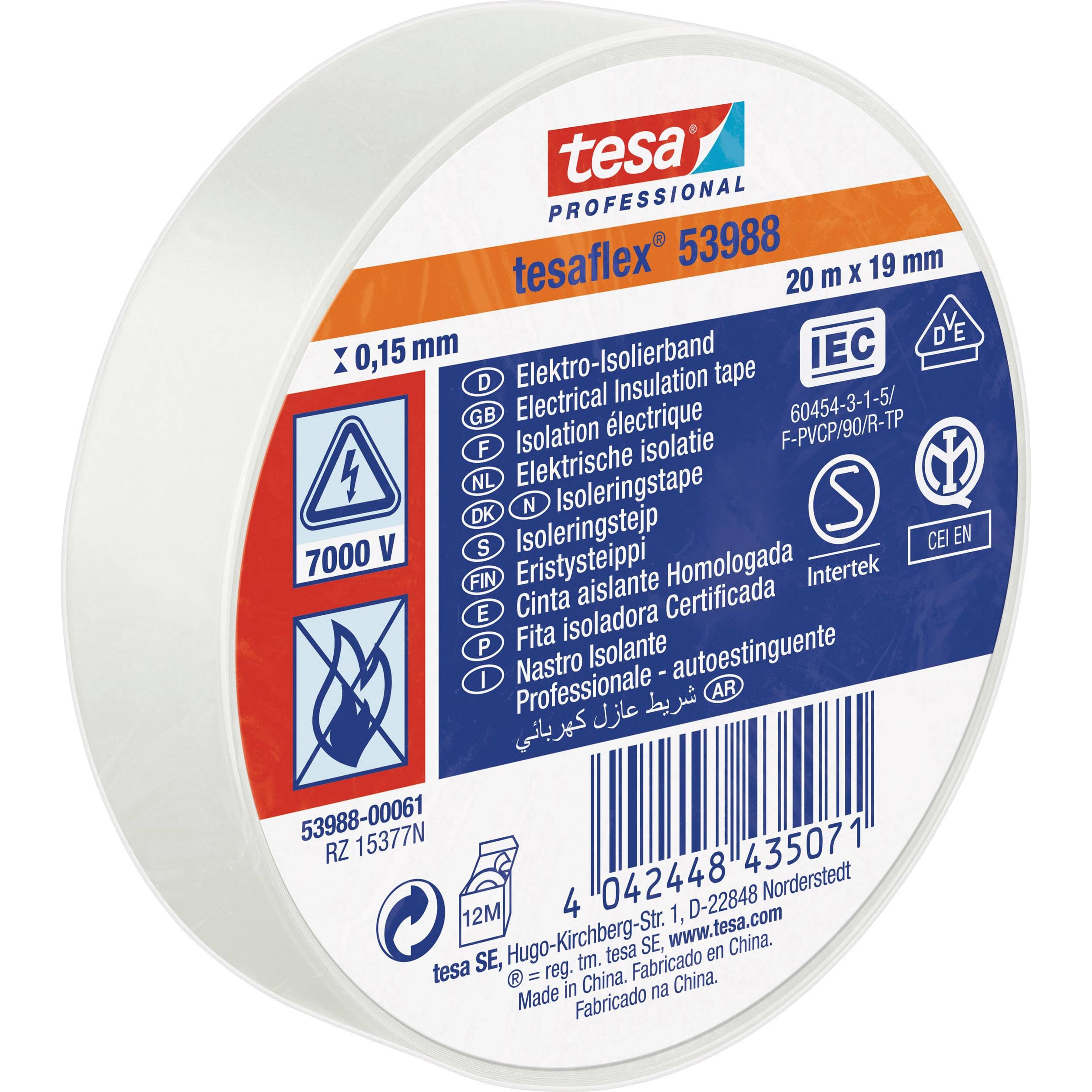 TESA Isolatietape 53948 19mm x 20m wit 53988-00061-01