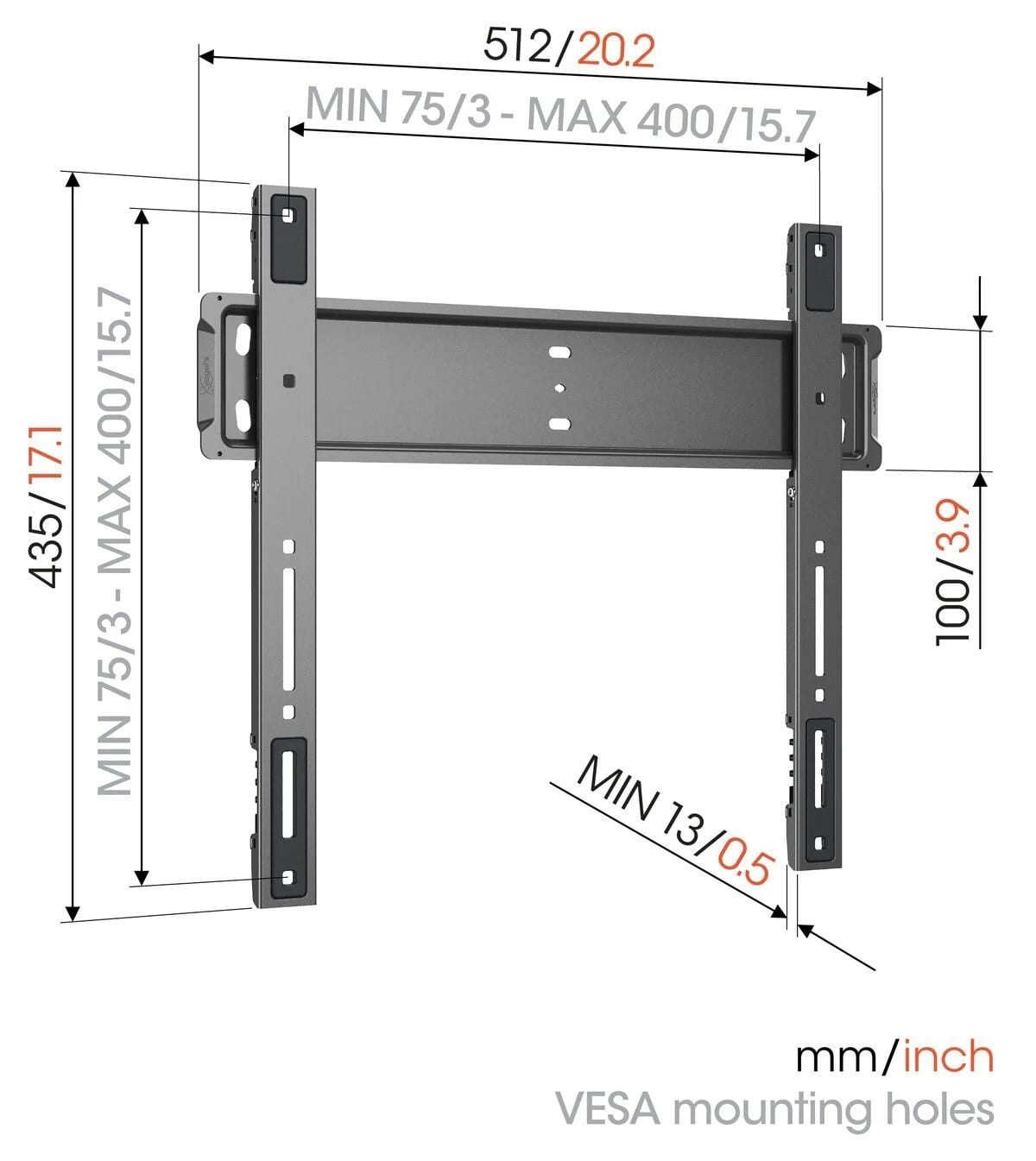 VOGEL'S Wandsteun ultra plat zwart 5855050