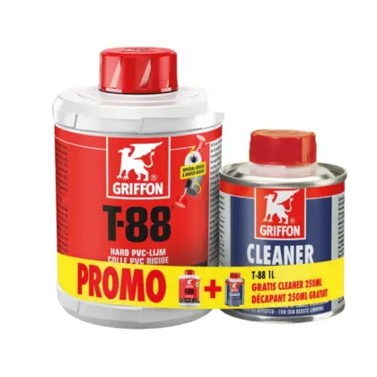 Griffon Pakket PVC lijm met borstel T-88 1000ml + gratis PVC reiniger 250ml Griffon 6110050VO