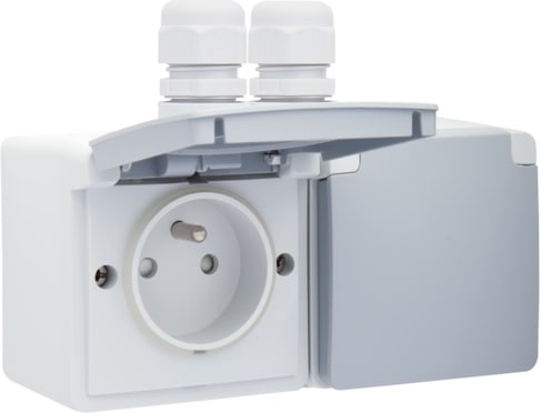 NIKO Hydro spuitwaterdicht dubbel hor. stopcontact met penaarde