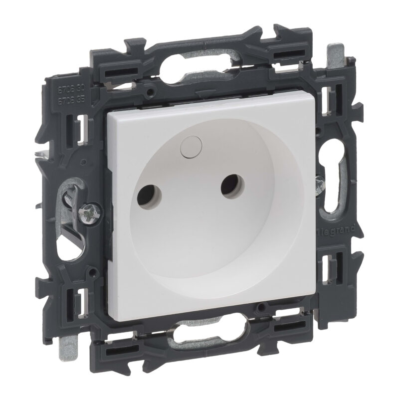 LEGRAND Valena Next contactdoos 2P zonder aarding volledig apparaat wit met spanklauwen 741521