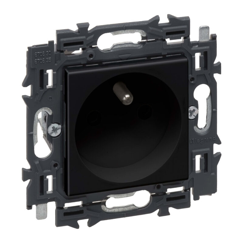 LEGRAND Valena Next contactdoos 2P+A 16A volledig apparaat zwart met spanklauwen 741720