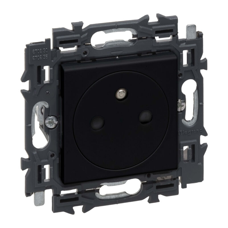 LEGRAND Valena Next vlakke contactdoos 2P+A 16A volledig apparaat zwart met spanklauwen 741730