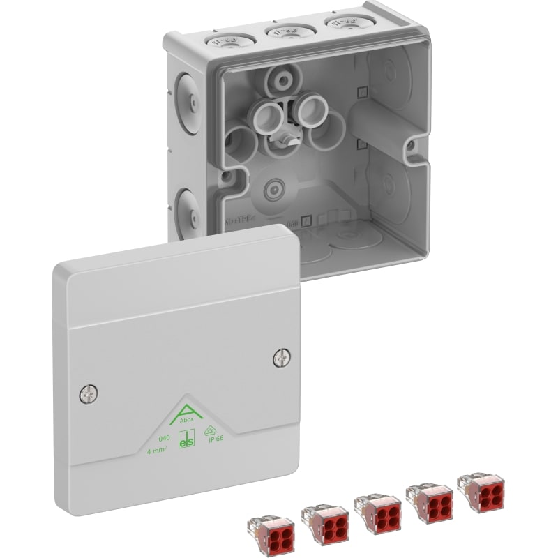 SPELSBERG Abox 040-4² - Aftakdoos IP66/IK07 grijs met Wago 5P 4² L102 x B102 x H57 mm 80442001