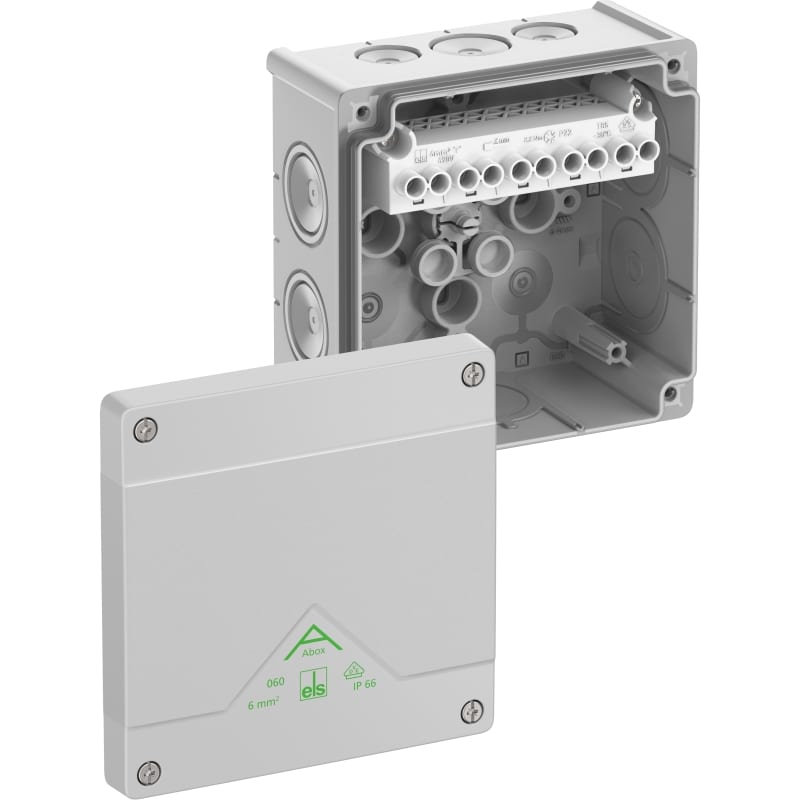 SPELSBERG Abox 060-6² -Aftakdoos IP66/IK07 grijs met schroefklem 5P 6² L127 x B127 x H70mm 80642001