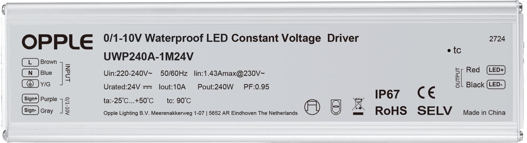 TECHNOLUX LEDDriver 24V-240W-10V/PWM-IP67 820003004100