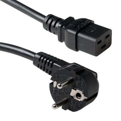 INTRONICS ACT Stroomkabel randaarde stekker CEE7/7 male (haaks) - C19 zwart 3.00 m AK5186