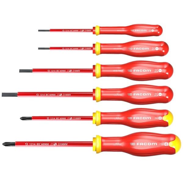 FACOM SET VAN 6 1000V SCHROEVENDRAAIERS SLEUF/PH ATPVE.J6PB