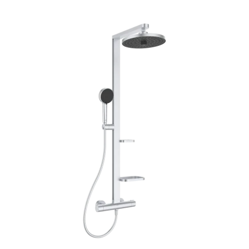 Ideal Standard Alu+ douchethermostaatset - hoofddouche 260 mm - handdouche 100 mm - silver BD583SI