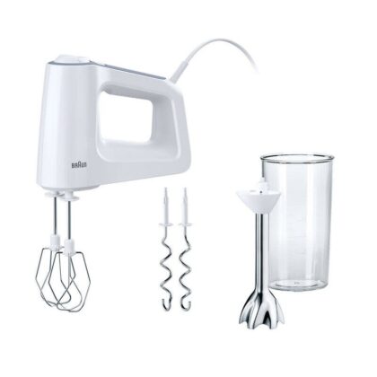 BRAUN Handmixer MultiMix 3 - 500W - turbo - met beker en metalen mixer - wit BHHM3107WH