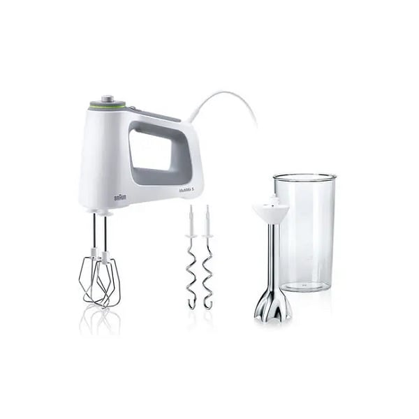 BRAUN Handmixer MultiMix 5 - 750W - turbo - met beker en metalen mixer - wit BHHM5107WH