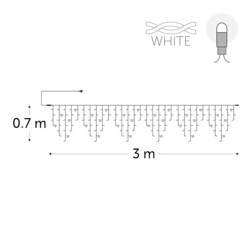 KERSTVERLICHTING Icicle flash LED rubber 3 x 0.70m-150 witte lampen (30 flash)-witte draad 230V CIC-FL-R-LED-3X0.7-230V-W-W