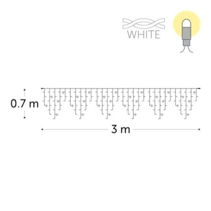 KERSTVERLICHTING Icicle flash LED rubber zndr voeding 3x0.70m 150 lampen wit 30FL kablel wit 230V CIC-FL-RNP-LED-3X0.7-230V-UW-W
