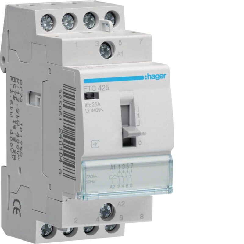 HAGER Contactor D/N 4x25A 230V 4NO 2 modules ETC425
