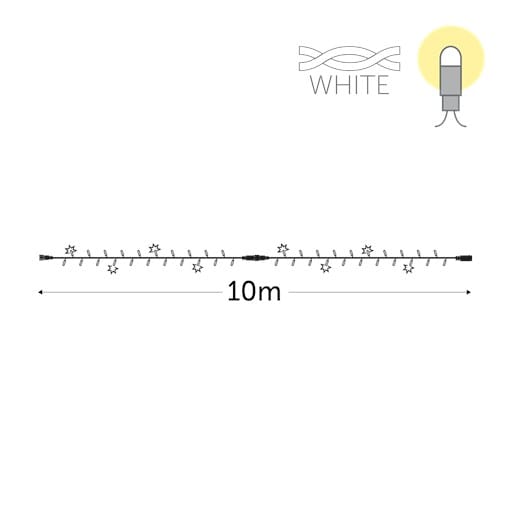 KERSTVERLICHTING Flashlight LED rubber (excl stek) 10m 100L warm wit (20FL) draad wit 230V FL-RNP-LED-10-230V-UW-W