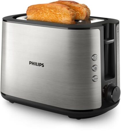 Philips Consumer Broodrooster Viva Collection - 2 sleuven extra breed - 8 standen - titanium HD2650/90