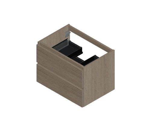 Kivu wastafelonderkast met 2 lades greeploos 700 x 475 x 520 mm - smoked oak - centrale uitsnijding KL11901