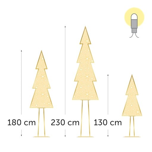 KERSTVERLICHTING Verlichte set van 3 kerstboom  Luzy  - LED - warm white - 230