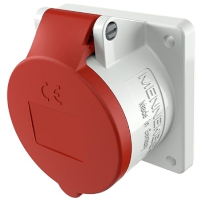 MENNEKES Inbouwcontactdoos 16A 5P 6H 400V rood IP44 met TwinCONTACT + rechte insteek M3385