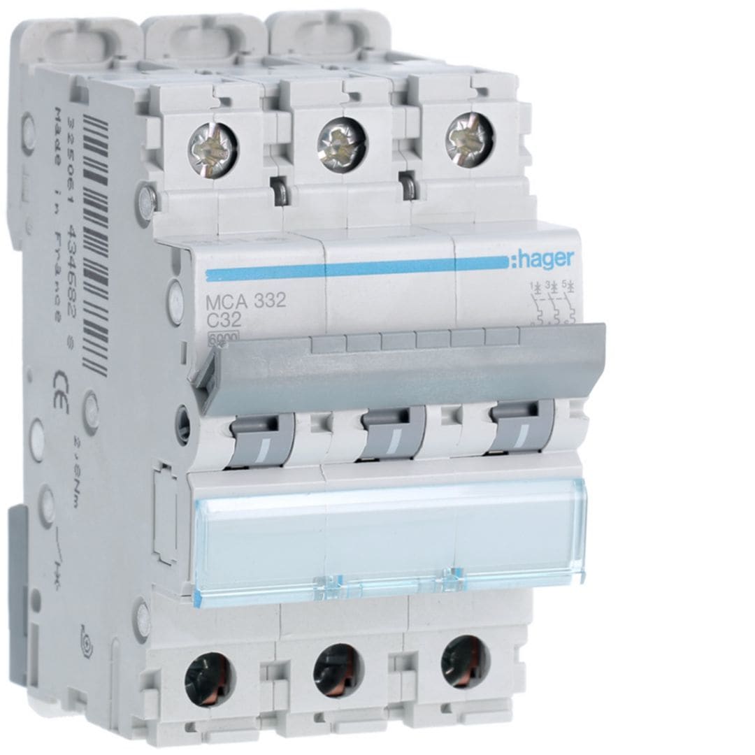 HAGER Automaat 6kA - C - 3P - 32A - 3 modules MCA332