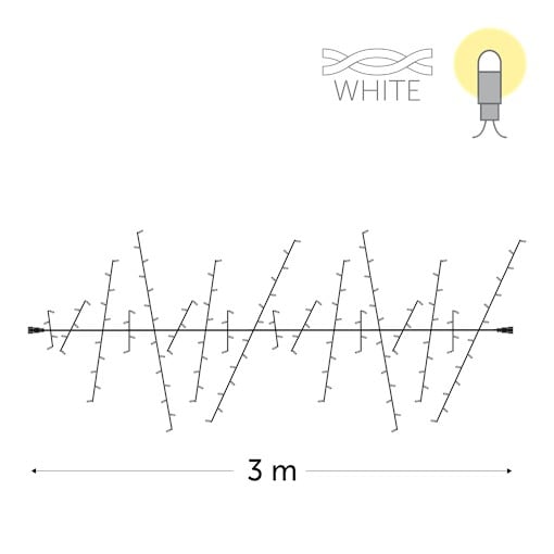 KERSTVERLICHTING Mikalight LED rubber (geen voeding) - 3m - 320 WW lampen - witte draad - 230 V ML-RNP-LED-3-230V-UW