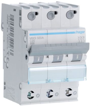 HAGER Automaat 3kA - C - 3P - 20A - 3 modules - quickconnect MWS320A