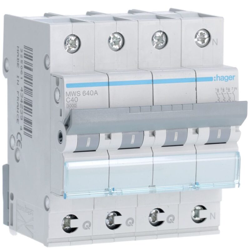 HAGER Automaat 3kA - C - 3P+N - 40A - 4 modules - quickconnect MWS640A