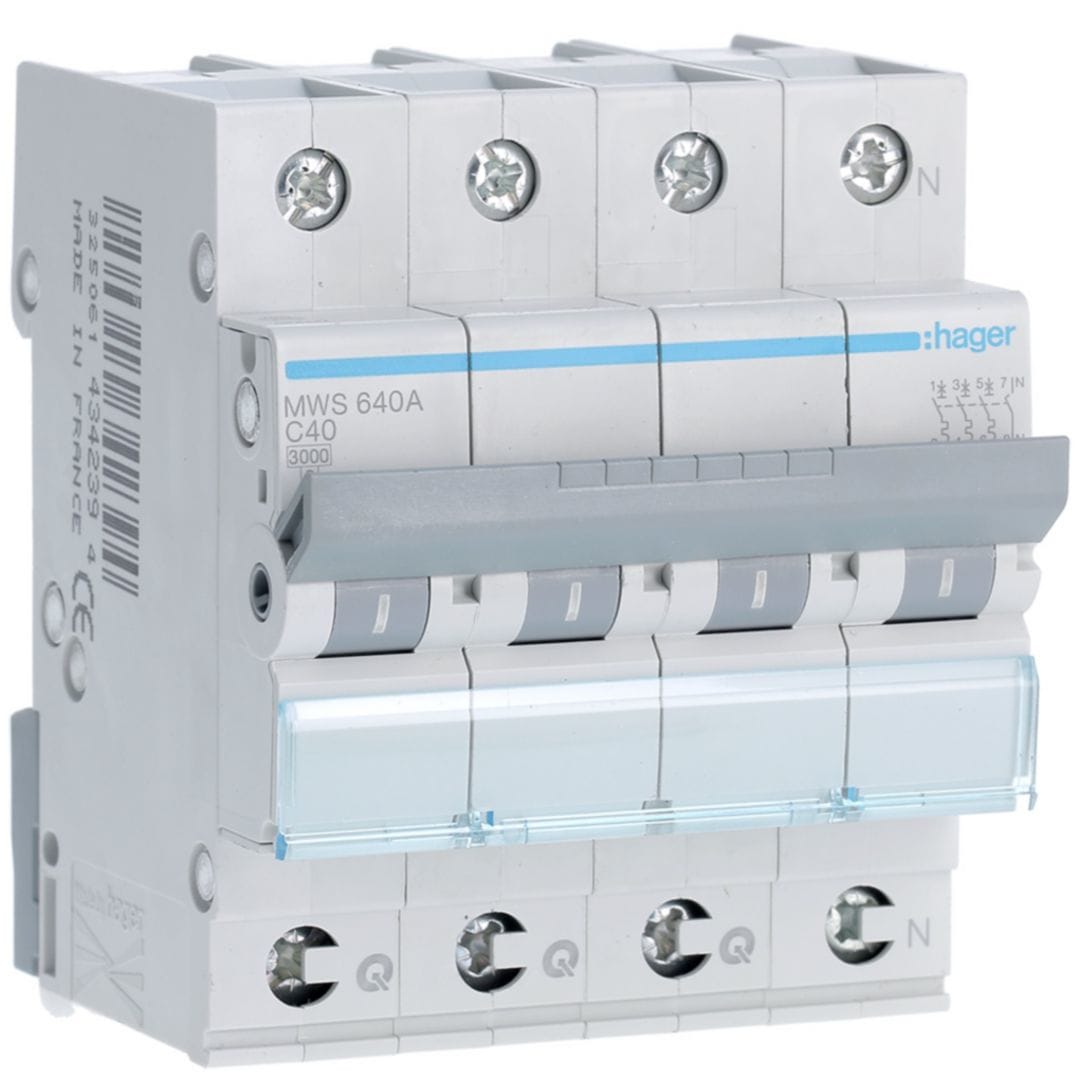 HAGER Automaat 3kA - C - 3P+N - 40A - 4 modules - quickconnect MWS640A