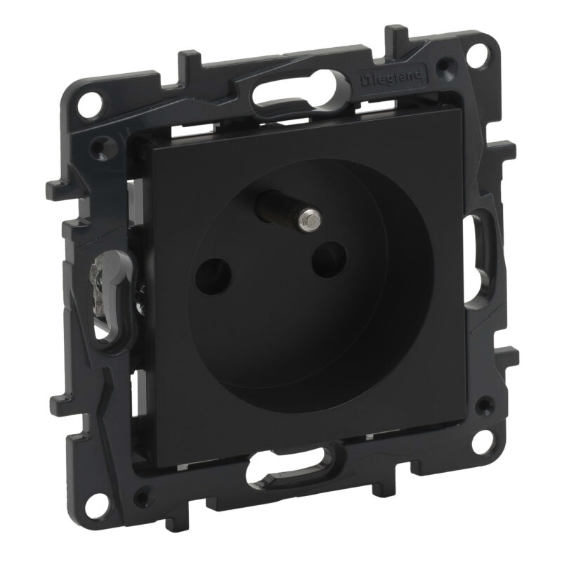 LEGRAND Niloé contactdoos 2P+A-16A 250V - met spanklauwen - zwart NNP3100BL