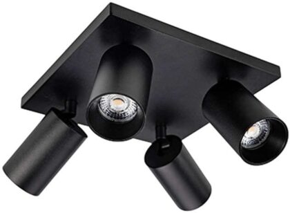 UNI-BRIGHT ORIENT 4L SQUARE BASE opbouwarmatuur  Zwart GU10 incl lamp 4x 6W ORSQ45B30