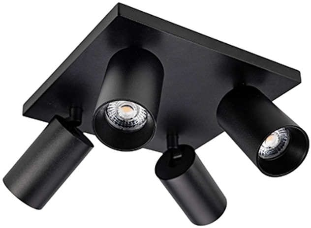 UNI-BRIGHT ORIENT 4L SQUARE BASE opbouwarmatuur  Zwart GU10 incl lamp 4x 6W ORSQ45B30