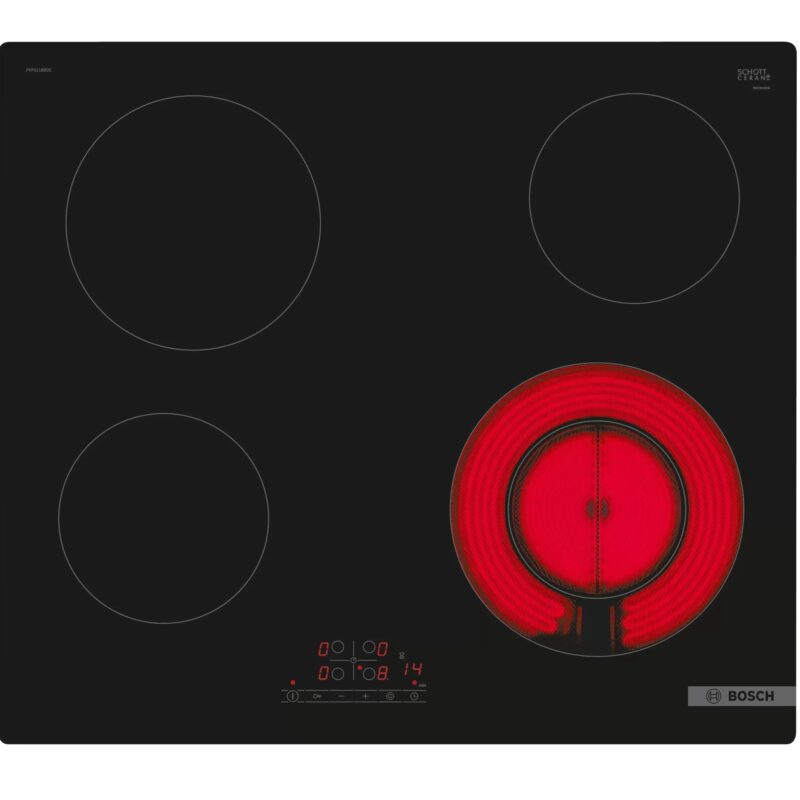BOSCH Vitrokeramische kookplaat 60cm 4 zones (1 variabele) TouchSelect zonder kader PKF611BB2E
