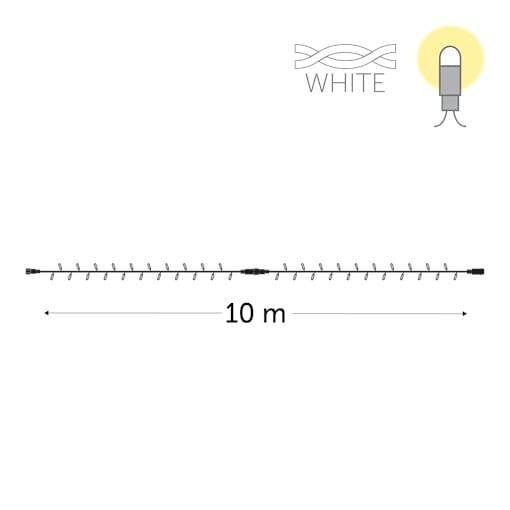 KERSTVERLICHTING Playlight LED rubber (excl stek) 10m 100L warm wit draad wit 230V PL-RNP-LED-10-230V-UW-W