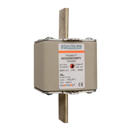 Mersen Meszekering Grootte: 3 aR (ultra snel) 690V 550A met melder Q320588