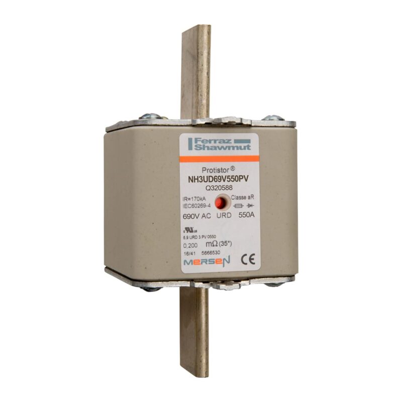Mersen Meszekering Grootte: 3 aR (ultra snel) 690V 550A met melder Q320588