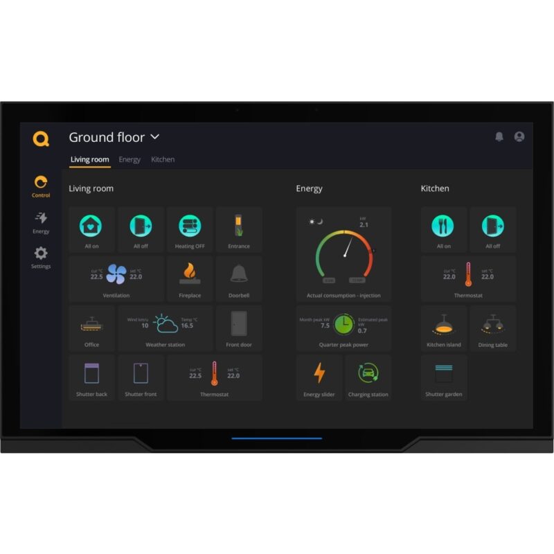 Qbus 10  touch screen Control apps & videofonie. Zwart alu anodized frame QDISPLAY10