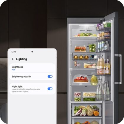 Samsung Eéndeurskoelkast 185cm 387L wifi black inox E RR70H39FEFEF