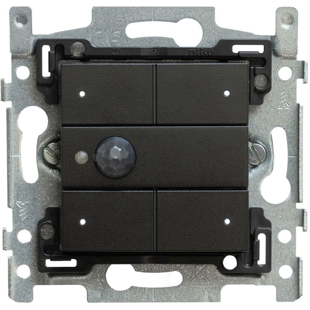 Qbus Schakelaar-Bewegingsdetector 3-toets Niko Black Coated 161 RGB SWC04M/161