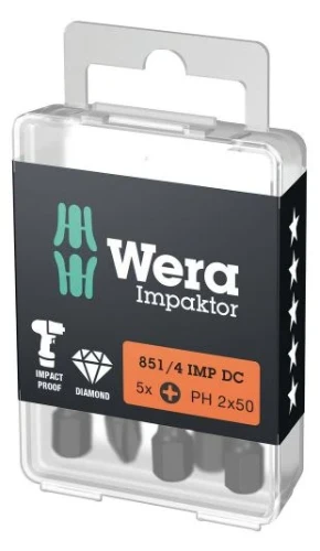Wera 851/4 IMP DC Impaktor Bits PH 3x50 - (set 5 st) - prijs per set WER05057657001